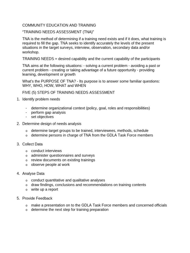 Training Needs Assessment Guide | PDF