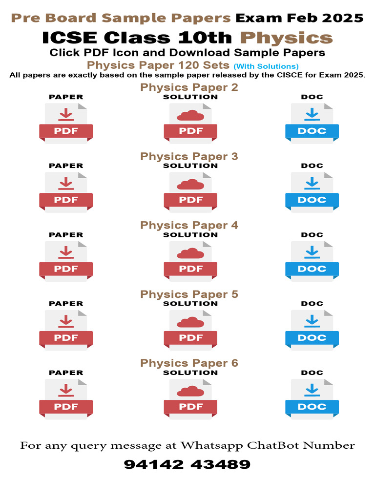 ICSE Class 10 Sample Papers 2025 | PDF