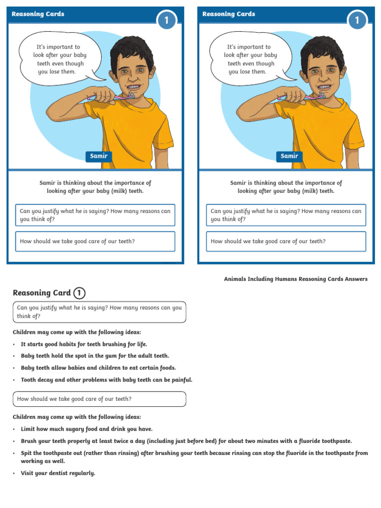 Reasoning Card 1 - Tooth Decay | PDF | Dental Anatomy | Mouth