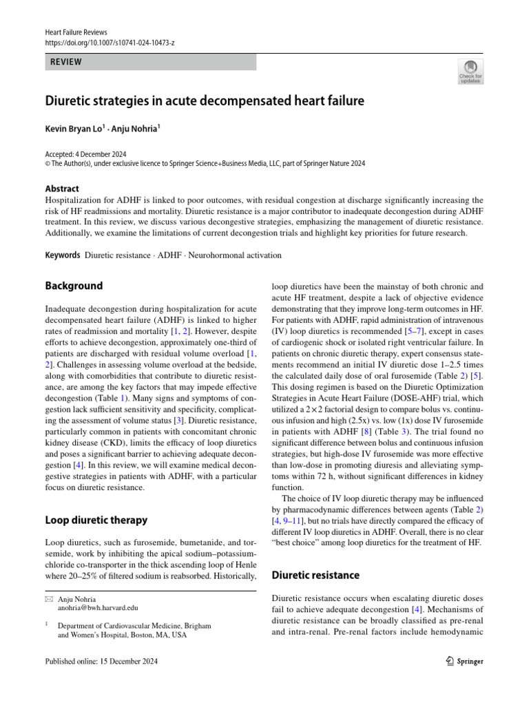 Diuretic Strategies for Acute Heart Failure | PDF | Heart Failure ...
