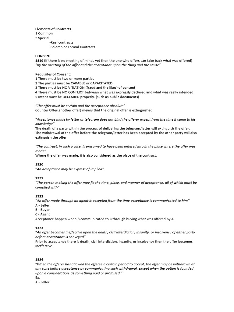 Contract Reviewer | PDF | Offer And Acceptance | Contract Law