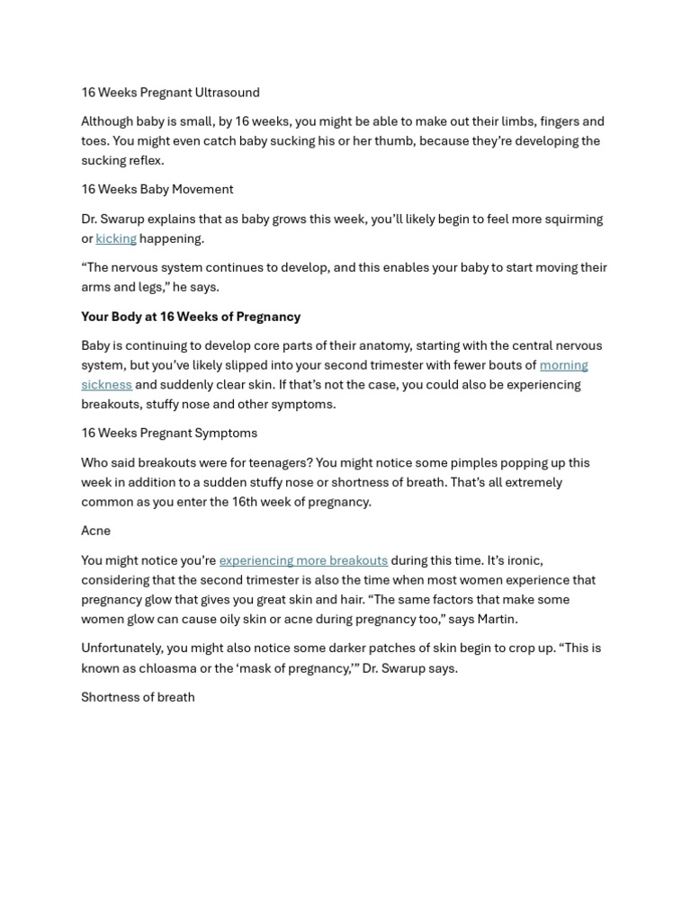 16 Weeks Pregnancy | PDF