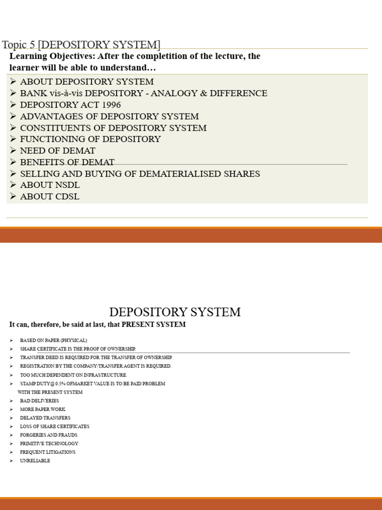 Understanding the Depository System | PDF | Securities (Finance ...
