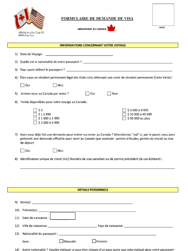 Formulaire de Demande de Visa Imm5645 | PDF