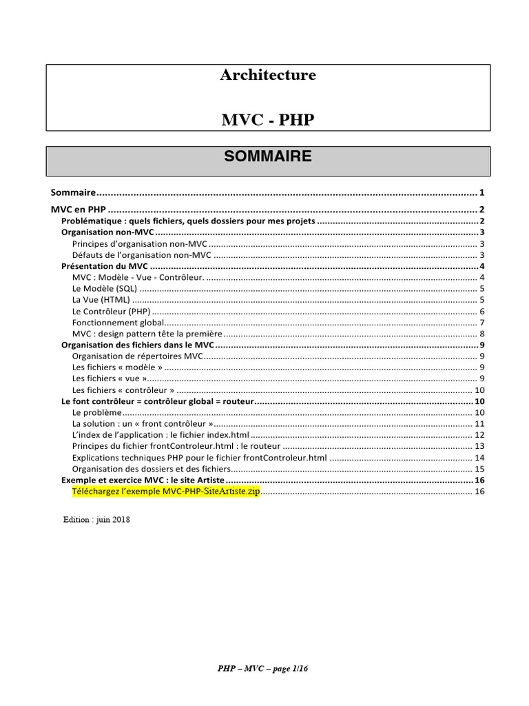 Architecture MVC en PHP | PDF | PHP | Modèle-vue-contrôleur
