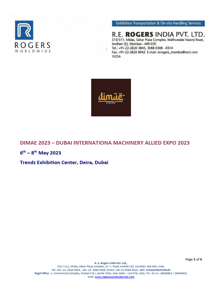 DIMAE 2023 Shipping Instructions | PDF | Trade