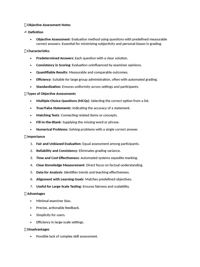 Understanding Objective Assessments | PDF | Educational Assessment ...