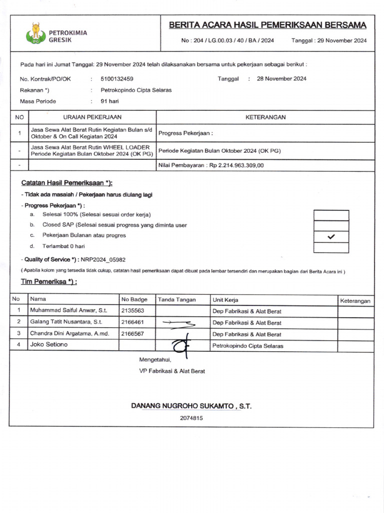 Ba Hasil Pemeriksaan Bersama09122024084431 | PDF