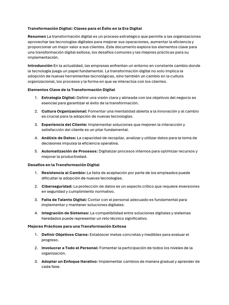 Claves para la Transformación Digital | PDF | Economias | Business
