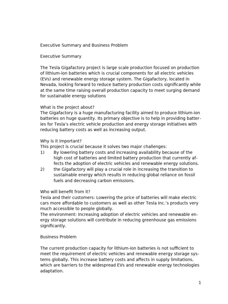 Business Case Assignment 1 | PDF | Electric Vehicle | Sustainable Energy