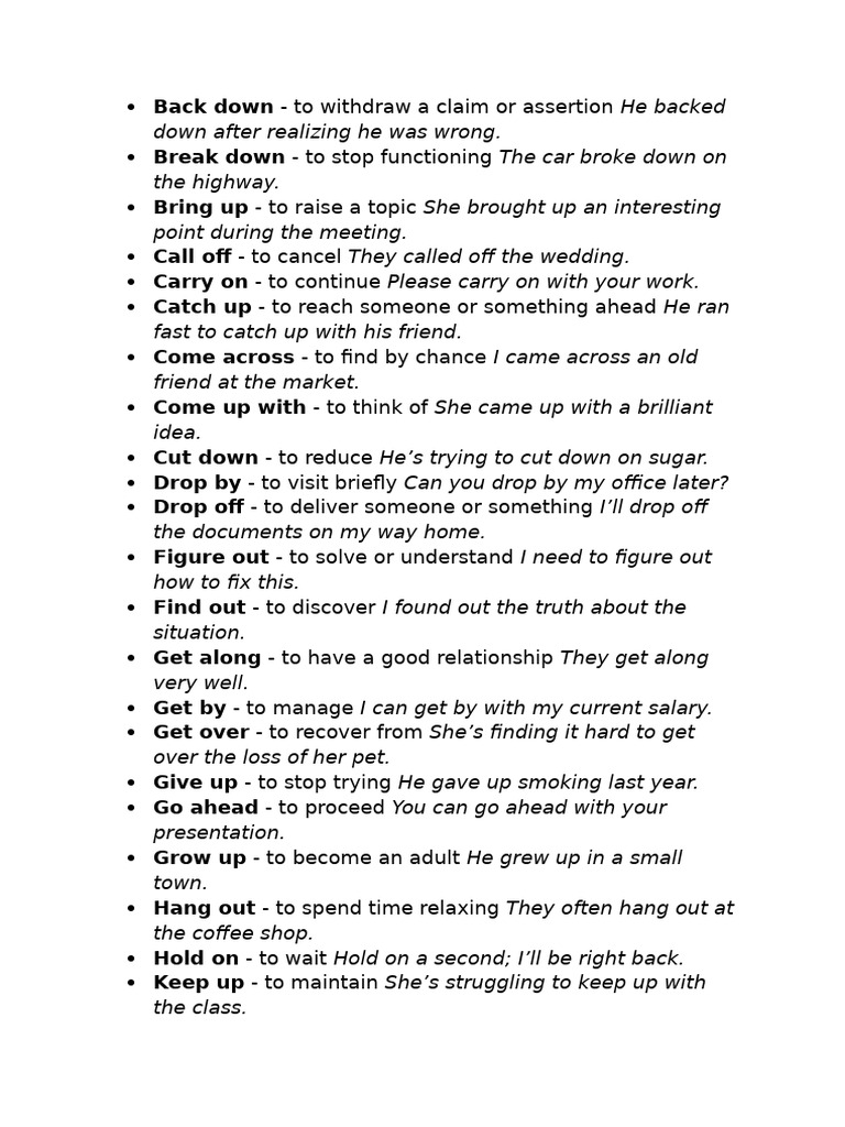 Common English Phrasal Verbs Explained | PDF