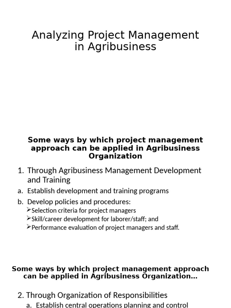 Analyzing Project Management in Agribusiness | PDF | Project Management ...