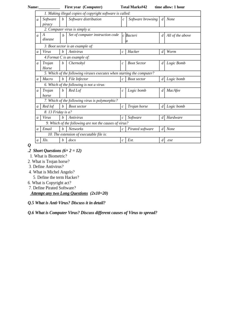 First Year Computer (6 1st Half) | PDF