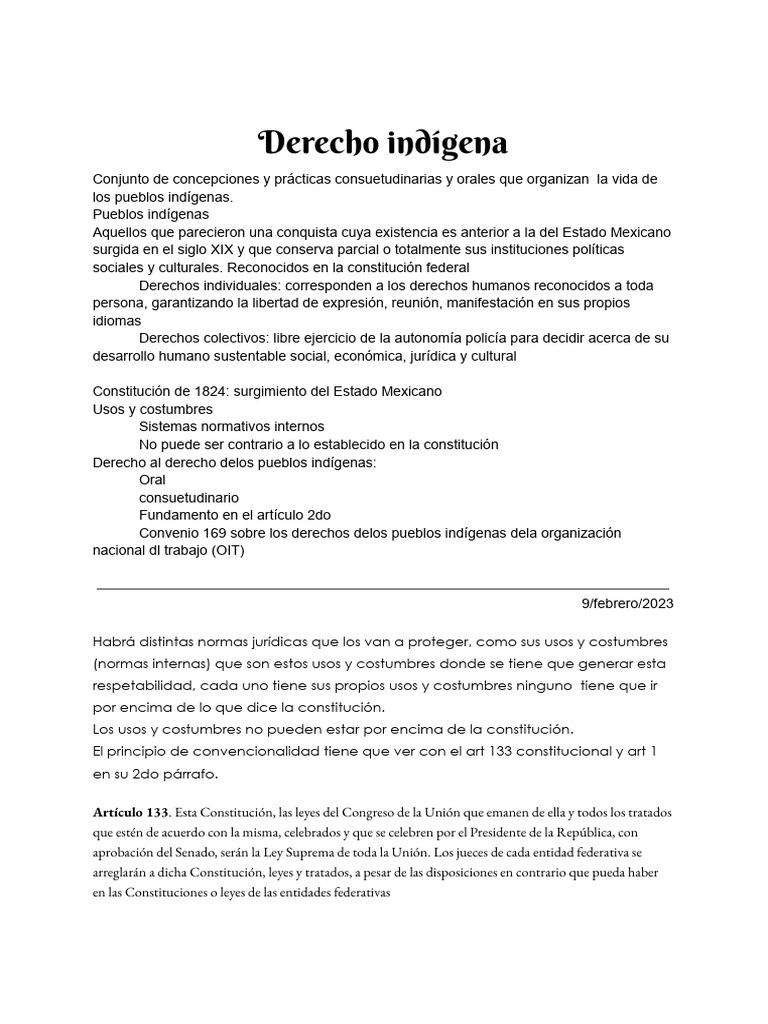 Derechos y Cultura de los Pueblos Indígenas | PDF | Constitución | México