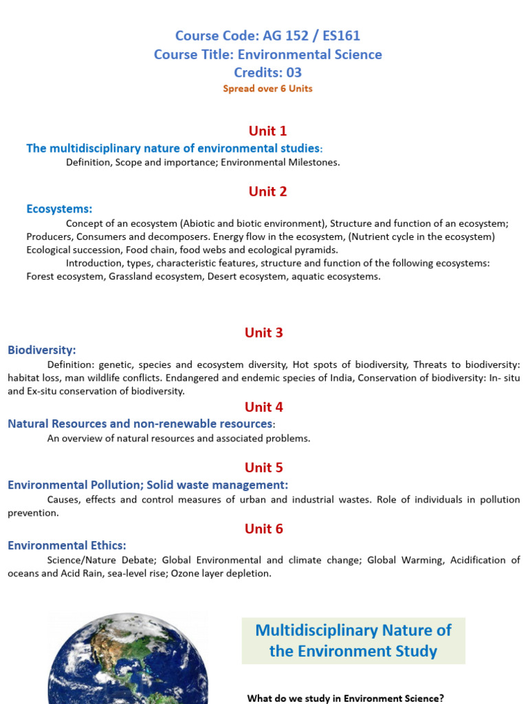 Unit 1: Introduction to Environmental Science | PDF | Natural ...