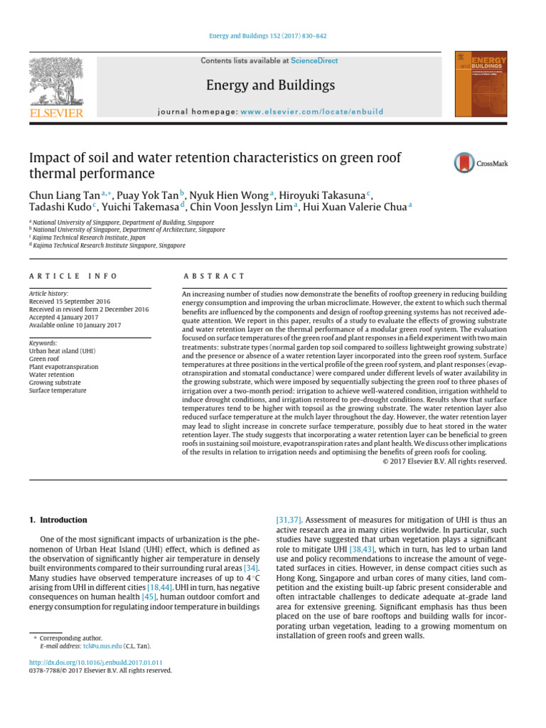 Impact of Soil and Water Retention Characteristics On Green Roofthermal ...