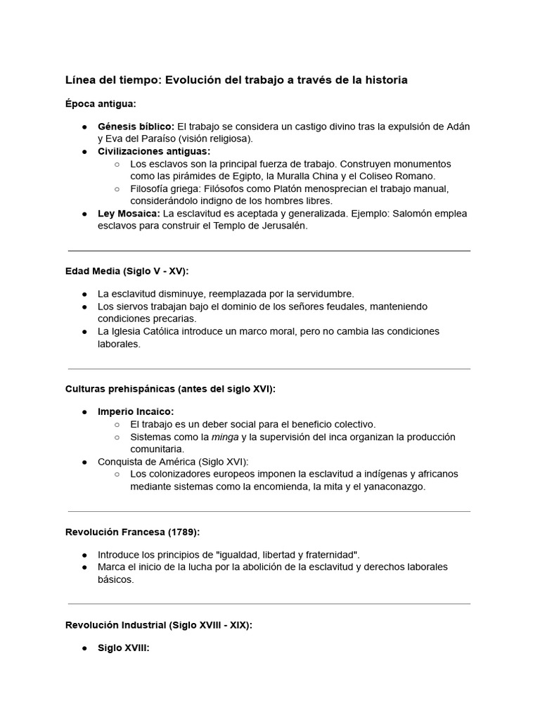 Evolución del Trabajo a lo Largo de la Historia | PDF | Esclavitud ...