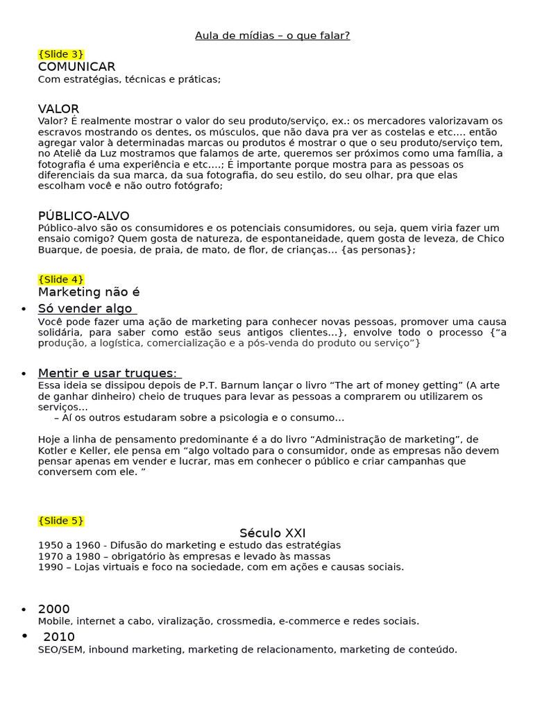 Aula Sobre Mídias para Fotógrafes | PDF | Marketing | Marca