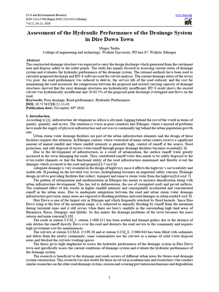 Hydraulic Assessment of Dire Dawa Drainage | PDF | Road | Surface Runoff