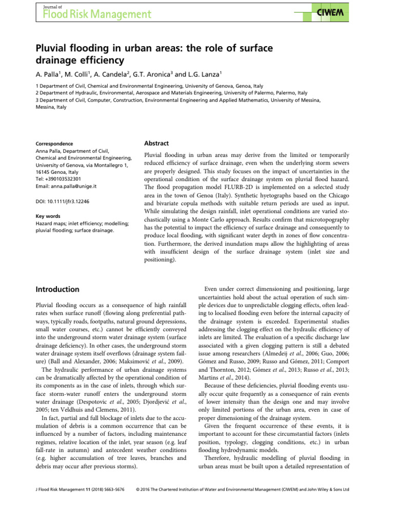Pluvial Flooding in Urban Areas The Role | PDF | Flood | Akaike ...