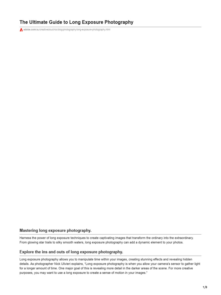 Long Exposure Photography in Australia | PDF | Exposure (Photography ...