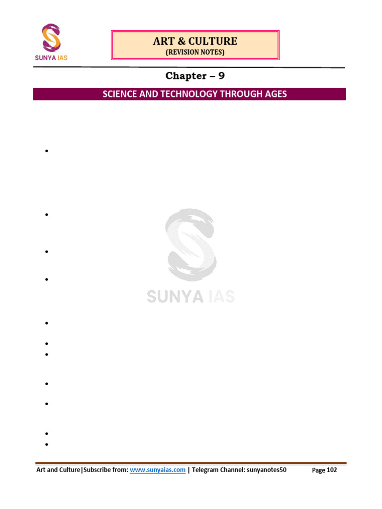 Science Through Ages Art and Culture Prelims Static Notes SAMPLE | PDF ...