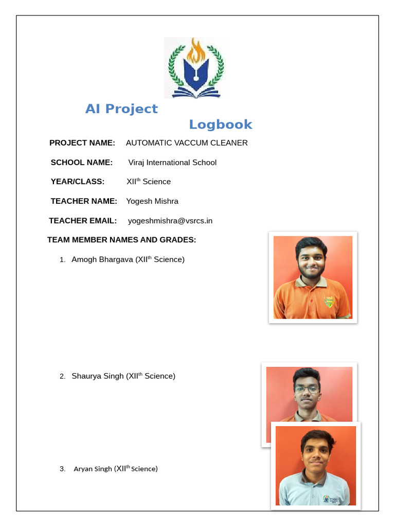 AI-Powered Vacuum Cleaner Project Logbook | PDF | Intelligence (AI ...