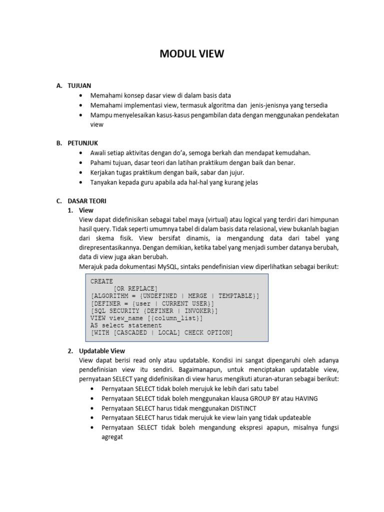 Pengertian dan Implementasi View Database | PDF