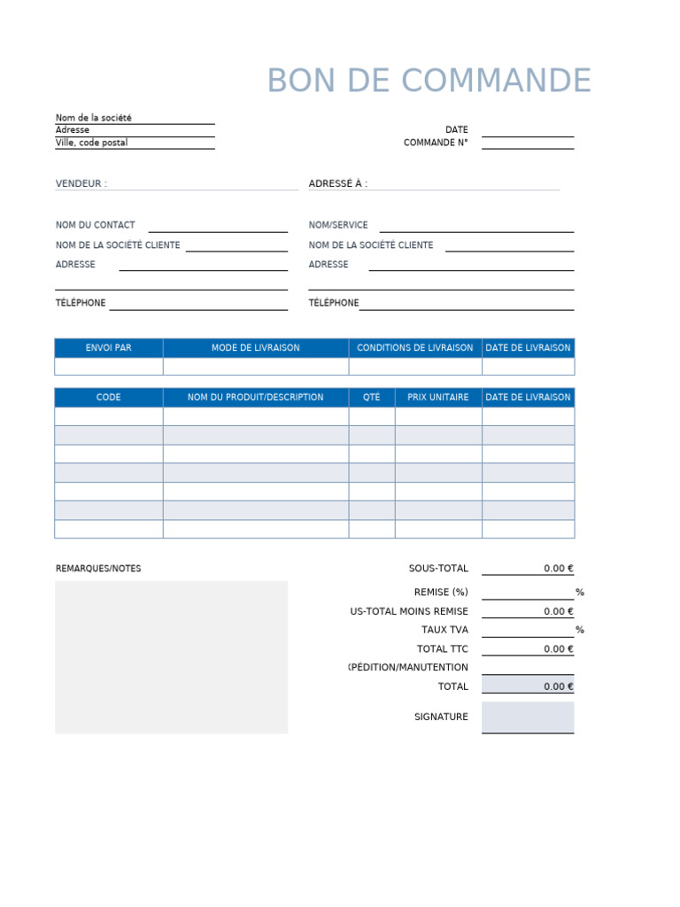 Bon de Commande Clientèle | PDF