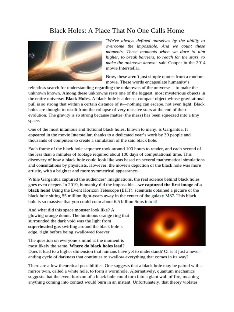 Exploring the Mysteries of Black Holes | PDF | Black Hole | Physics