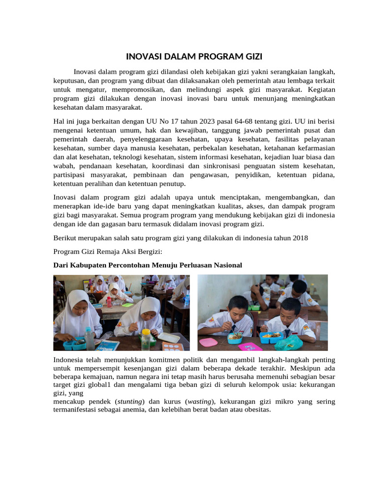 Inovasi Program Gizi Remaja di Indonesia | PDF