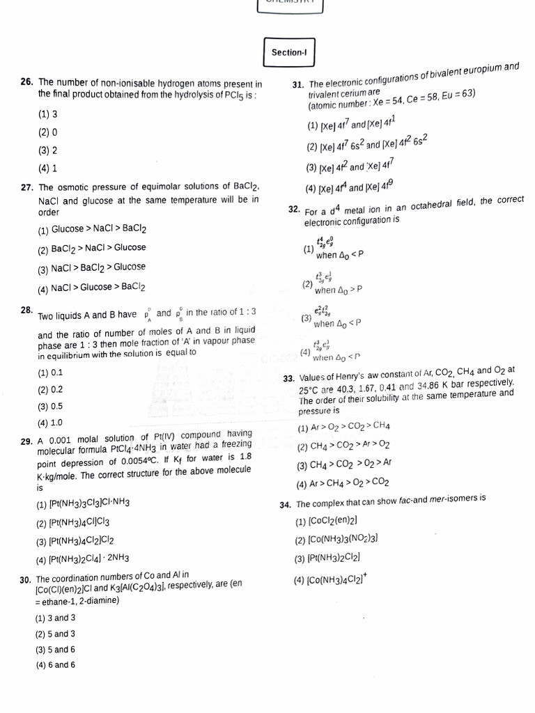 Chemistry Exam Questions and Answers | PDF | Chemical Reactions ...