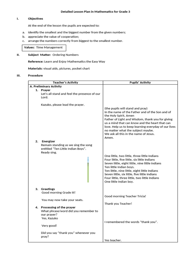 Ordering Numbers in Grade 3 Math | PDF | Prayer