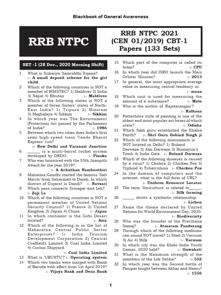 RRB NTPC General Knowledge Notes | PDF