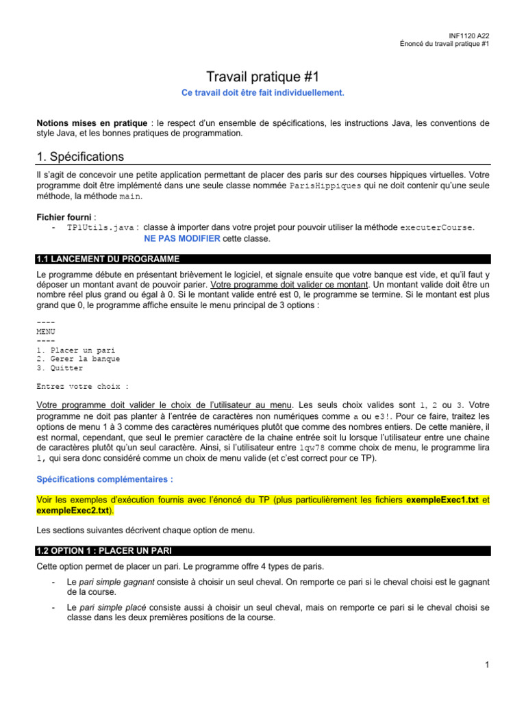 Application de Paris Hippiques en Java | PDF | Java (Langage de ...