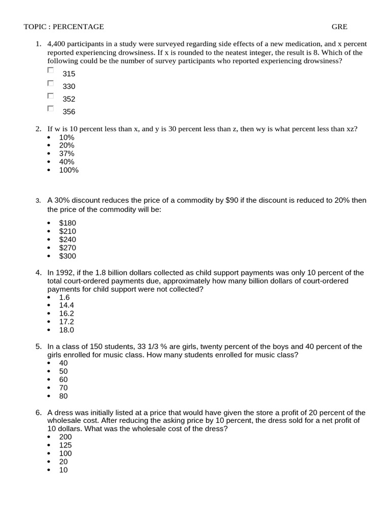 Questions On Percentages | PDF | Interest | Property Tax