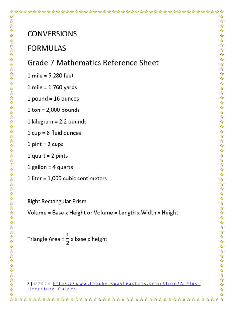 7thGradeNWEAMapMath (SJ) | PDF | Area | Volume