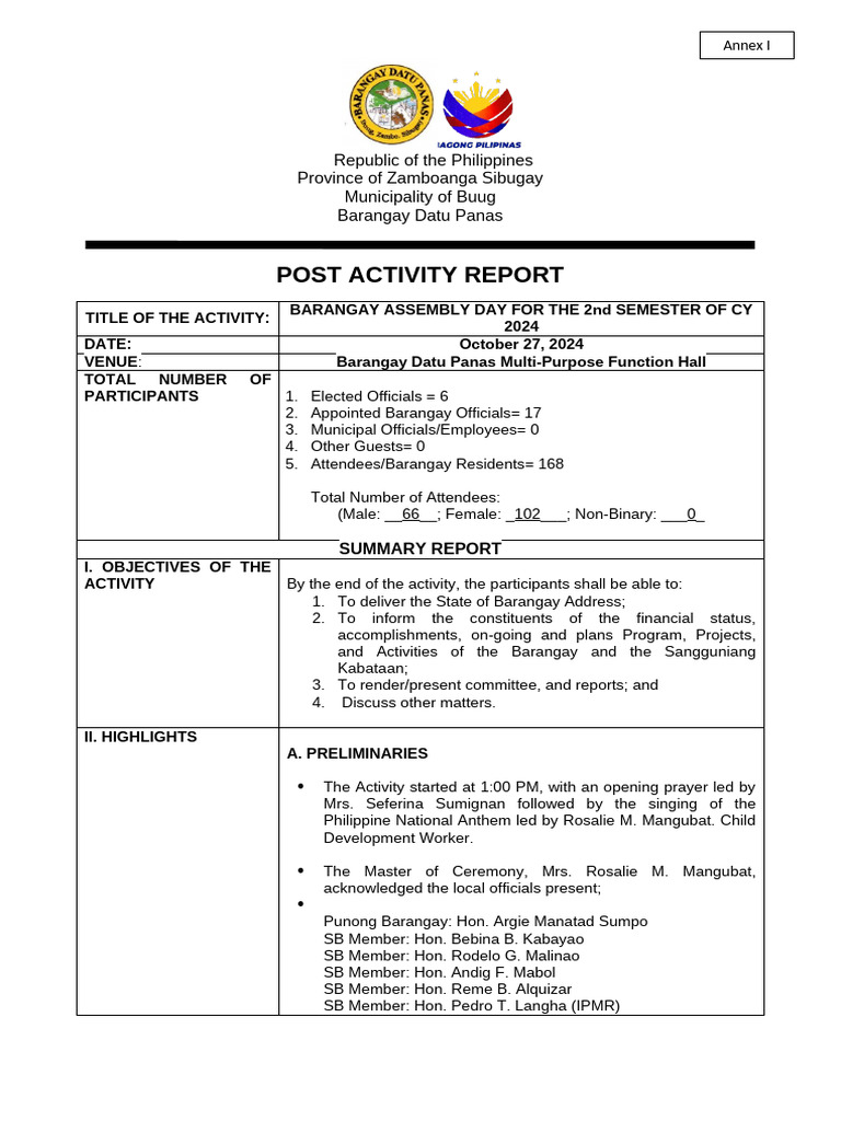 Annex I - Post Activity Report Template | PDF