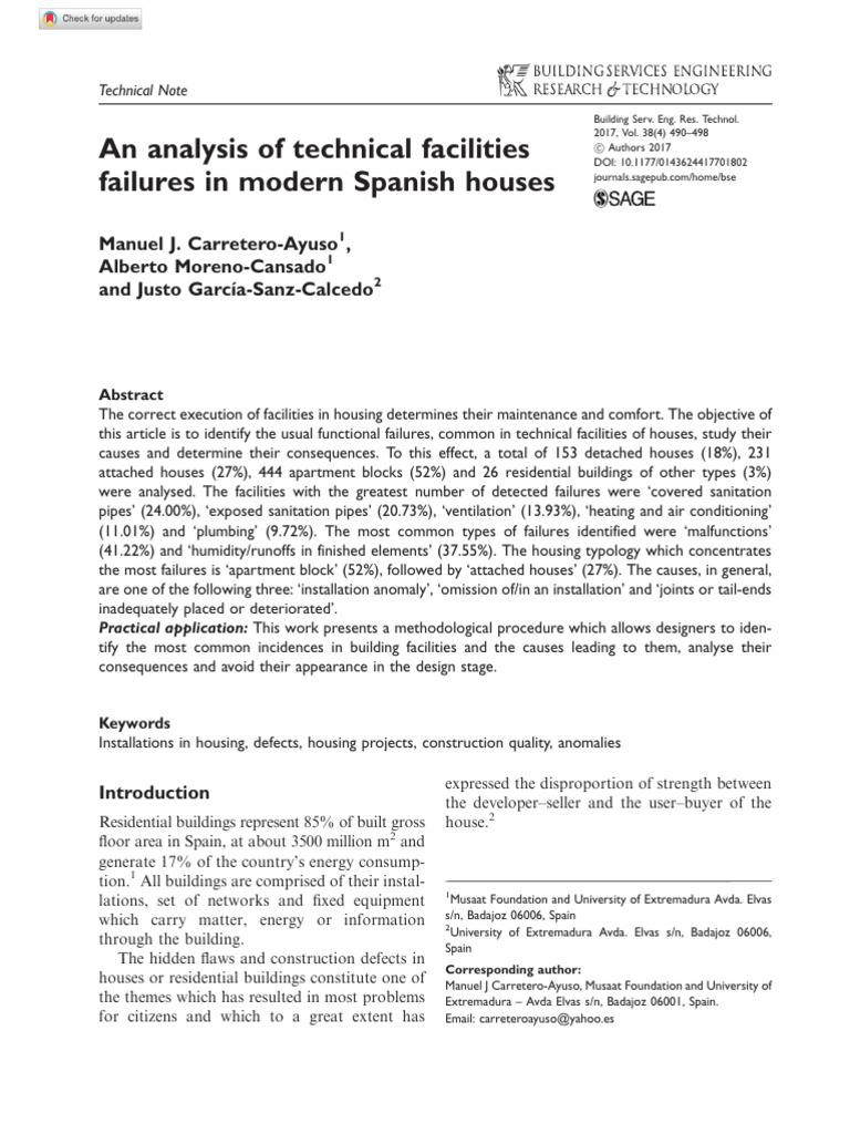 Photo inspiration: Fresh Look at Common Facility Failures In Spanish Homes Pdf Analysis Of Variance