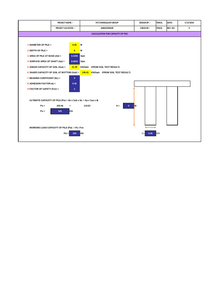 Pile Capacity Calculation and Design | PDF | Deep Foundation | Shear Stress