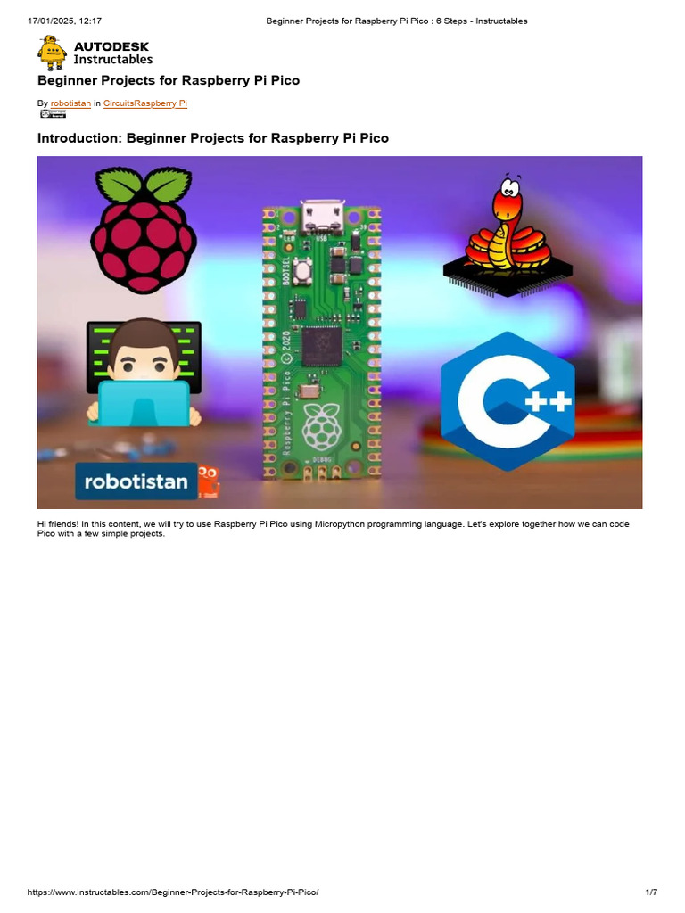 Beginner Projects for Raspberry Pi Pico _ 6 Steps - Instructables | PDF ...