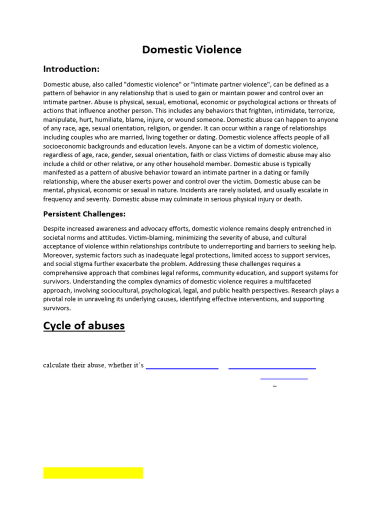 Understanding Domestic Violence Dynamics | PDF | Domestic Violence ...