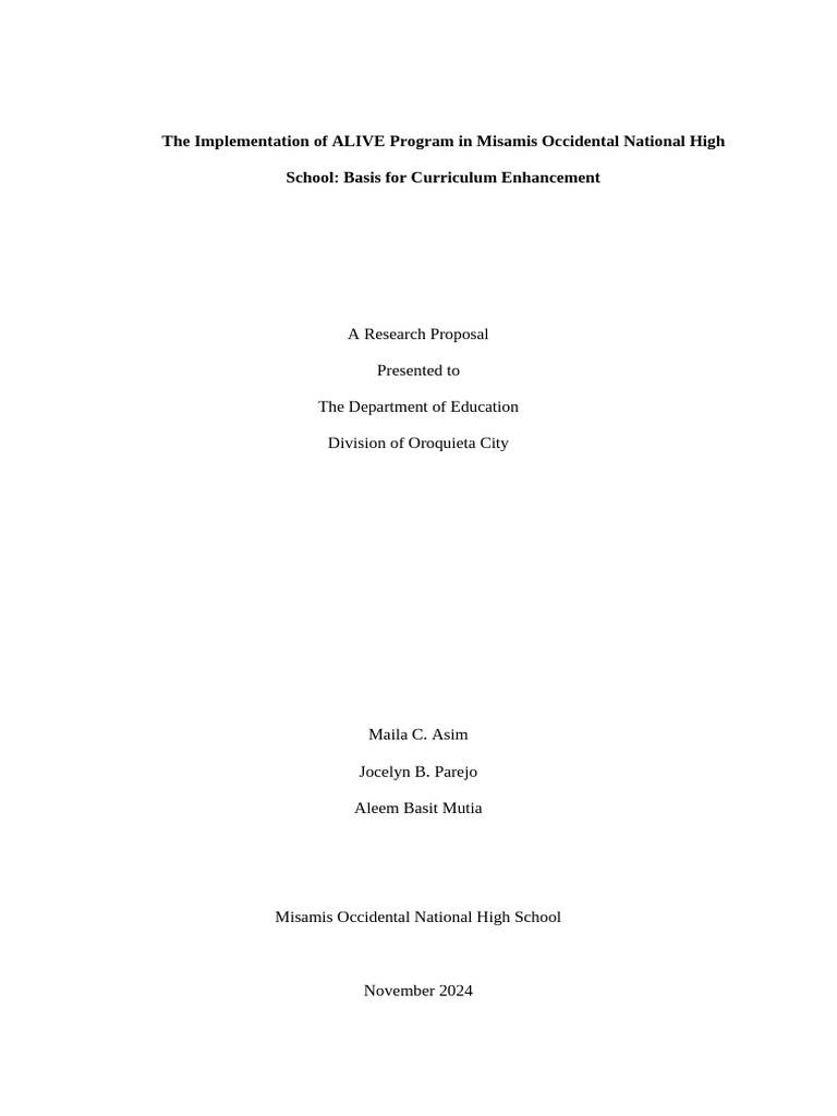 ALIVE Program Impact on Misamis Occidental | PDF | Learning | Curriculum
