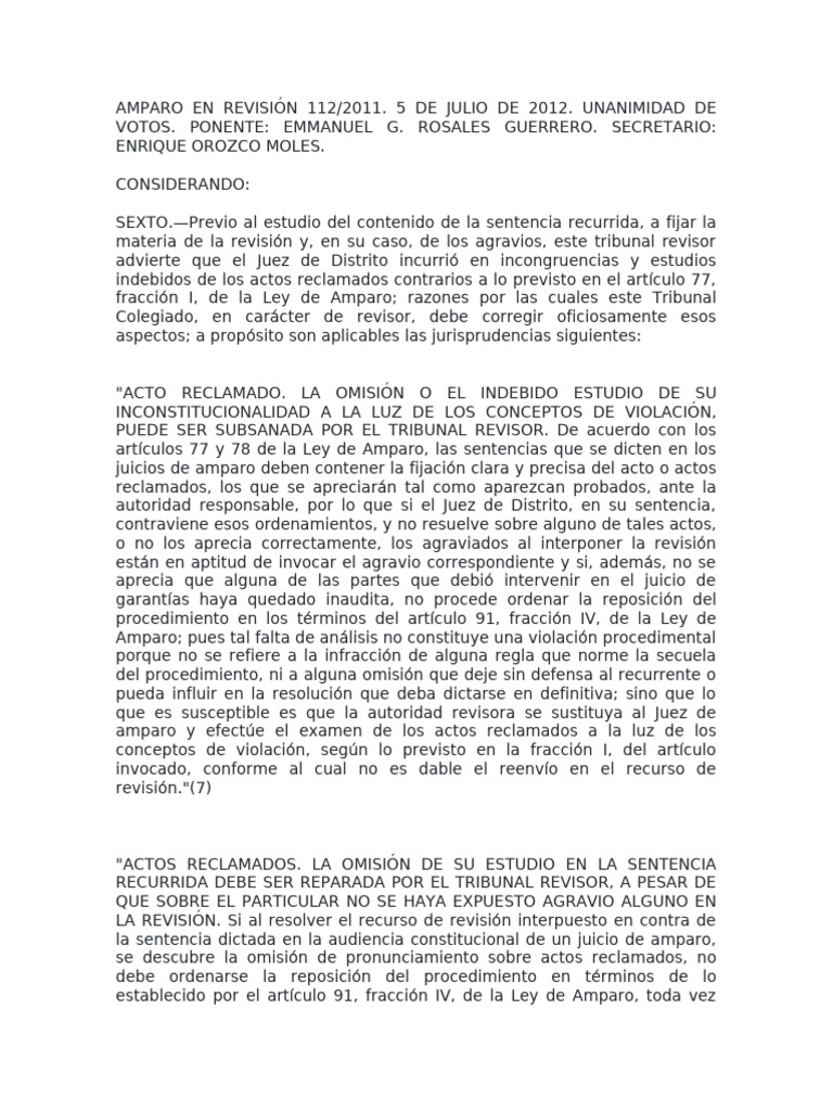 Amparo en Revisión 112 | PDF | Caso de ley | Apelación