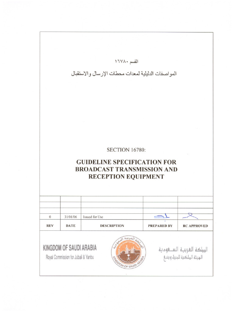 SECTION 16780 Broadcast Transmission - Reception Equipment Rev 0 | PDF