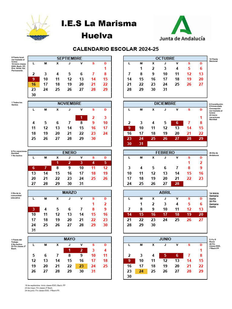 Calendario Escolar 2024-25 | PDF | Fiestas cristianas y días santos