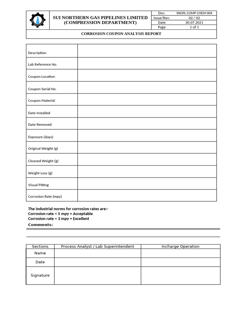 Corrosion Coupon Analysis Report | PDF