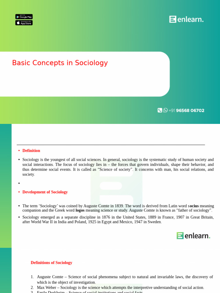 Basic Concepts in Sociology - Part 1 | PDF | Sociology | Social Sciences