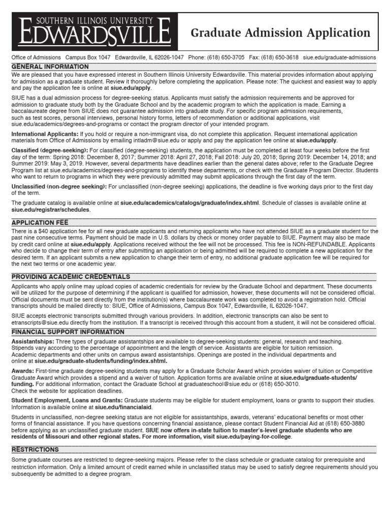 SIUE Graduate Application | PDF | Race And Ethnicity In The United ...