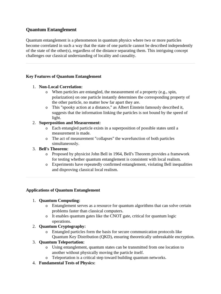 Notes On Quantum Entanglement | PDF | Quantum Entanglement | Quantum ...